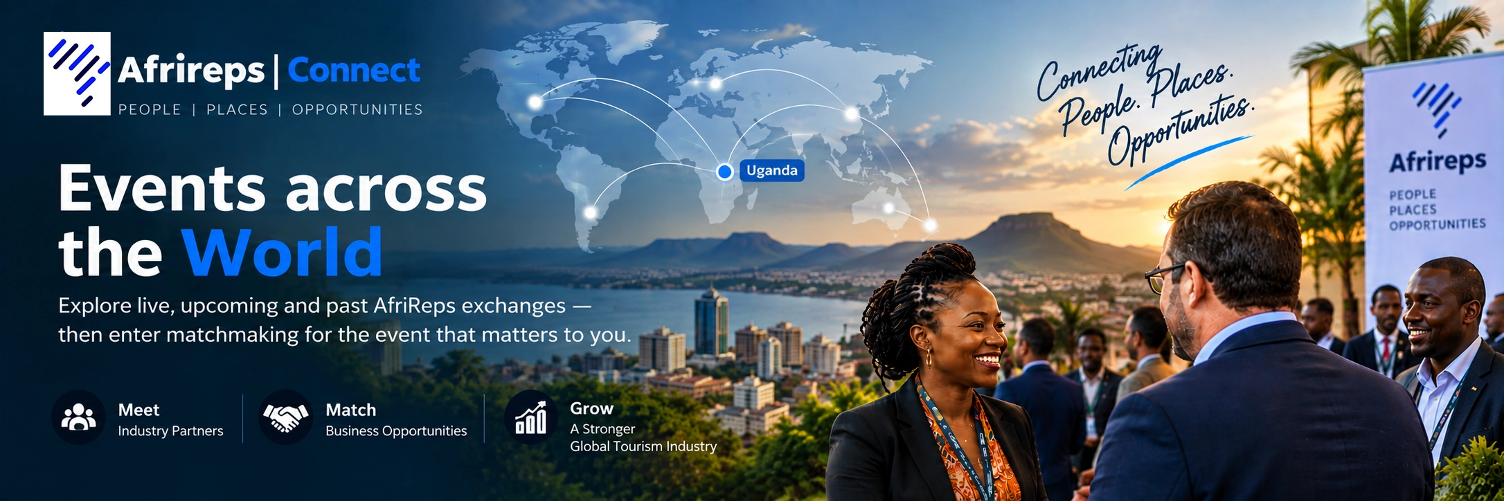 Events across the World — Explore live, upcoming and past AfriReps exchanges, then enter matchmaking for the event that matters to you.